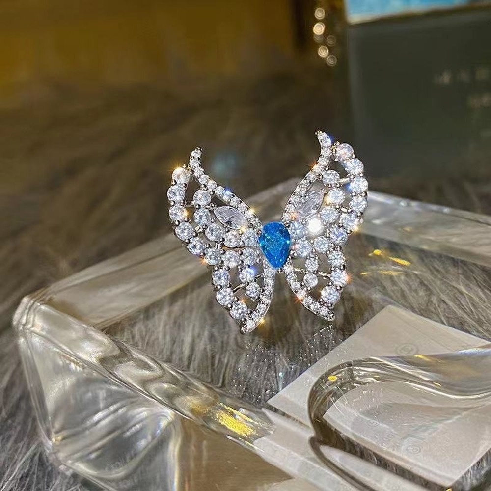 Cincin Jari Telunjuk Desain Hati Hias Kristal Zircon Untuk Wanita