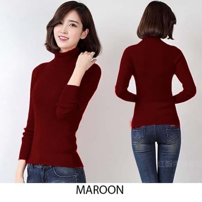 Blouse Wanita Putih Korea Jumbo Big Size XL Turtleneck