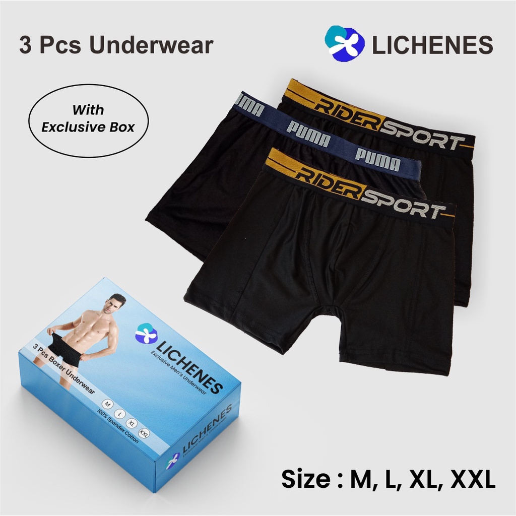 Celana Dalam Boxer Pria Underwear (Paket isi 3 Pcs)