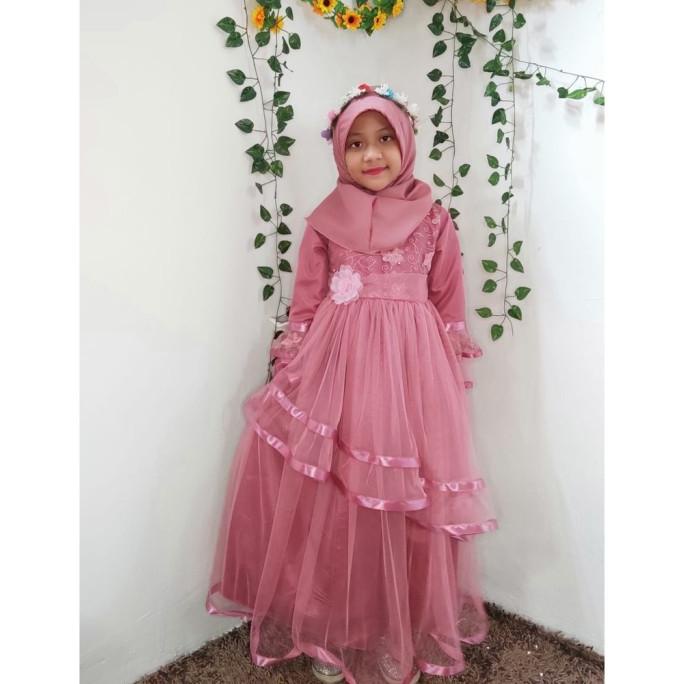 Baju Pesta Anak / Gaun Pesta Anak Muslim Umur 3 Tahun - 10 Tahun Gamis Termurah