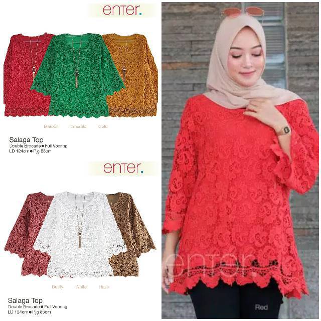 Salaga baju  atasan  blouse brokat  broklat jumbo Shopee  