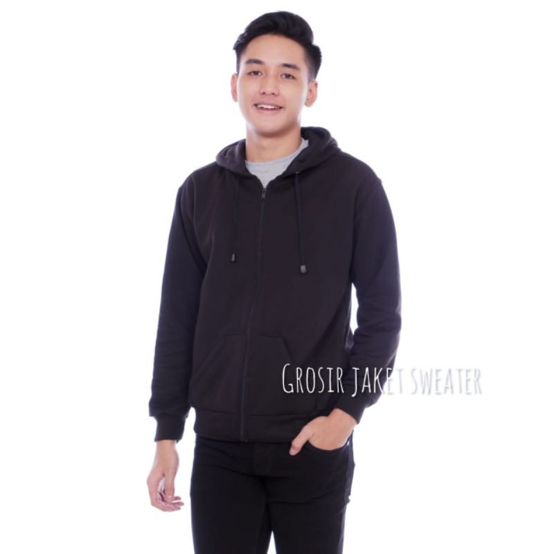 Hoodie zipper polos pria/wanita
