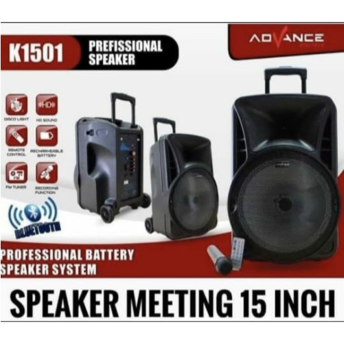 Advance Speaker Portable Meeting Trolley 15&quot; K1501 + 1 Mic Bluetooth