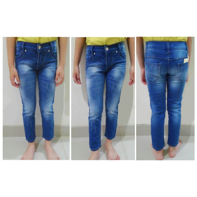 Celana Panjang Anak Cewek Anak Perempuan Jeans Wash Model 1026 - CLKD30