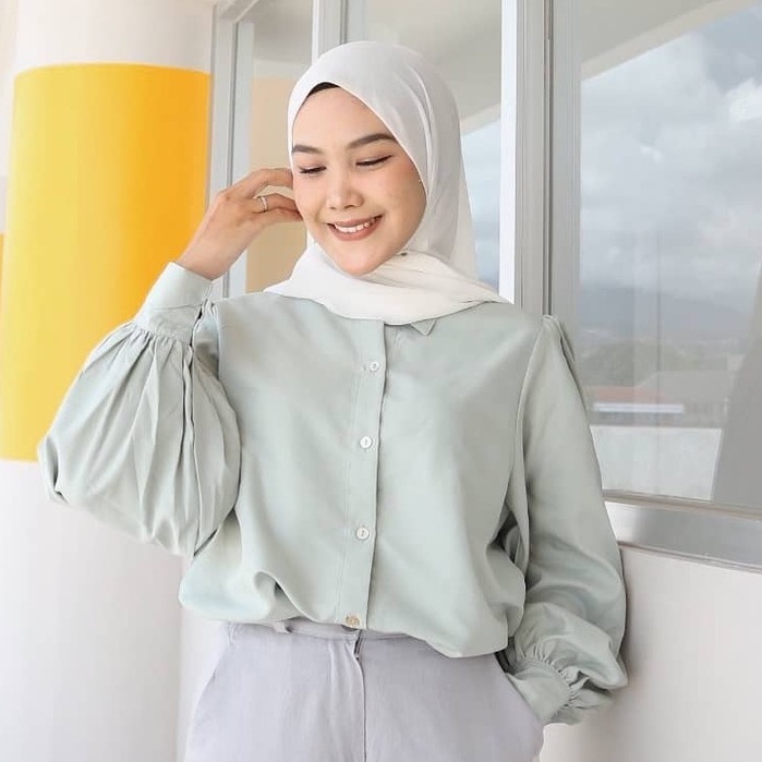 AUDRY RUFI BASIC SHIRT RUFFLE / KEMEJA BASIC TOP / KEMEJA BALON PUTIH / KEMEJA AUDRY | ALDA PUFFY