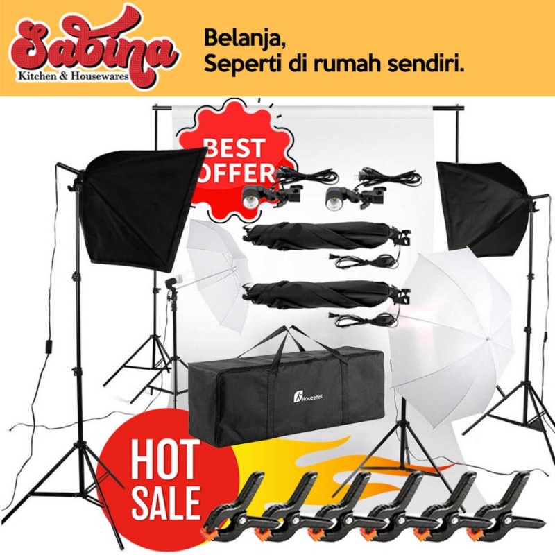 Perlengkapan Foto Video Studio Lengkap Lighting Stand Backdrop 200X300