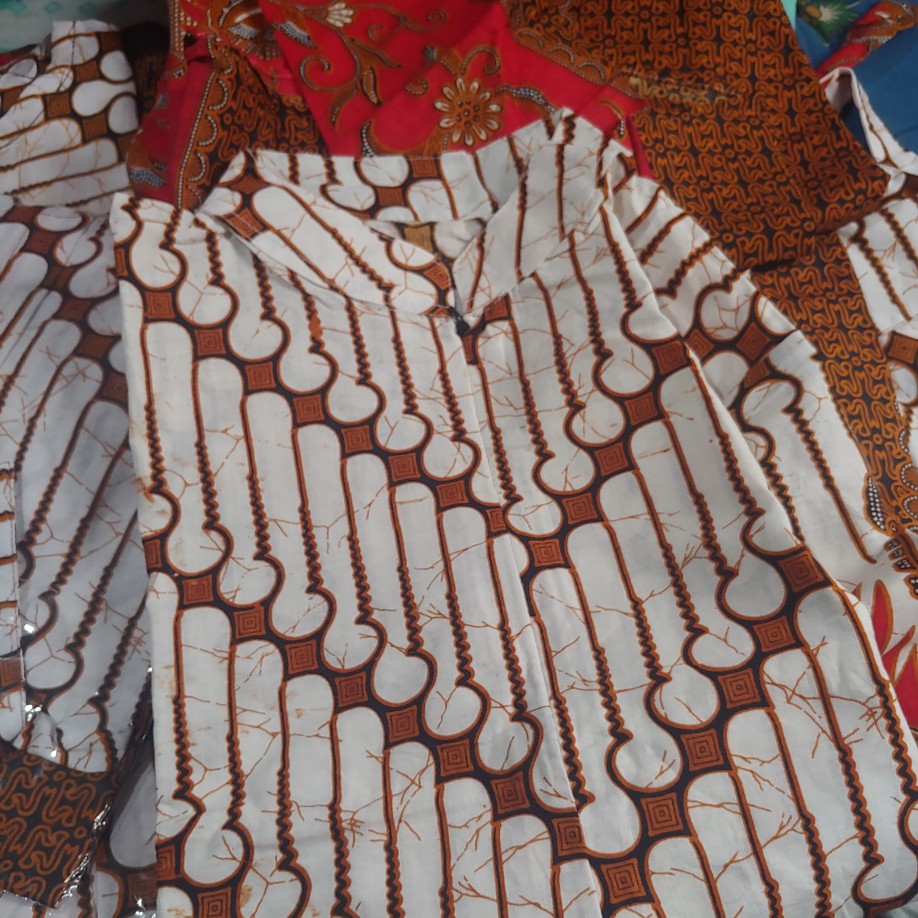 Batik Couple Keluarga Sania Ruffle Ori Ndoro Jowi Dnt Seno Merah Putih