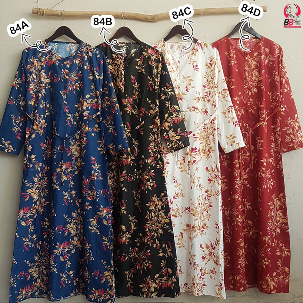 Gamis Katun Motif Bunga / Gamis HOME DRESS BUSUI SLETING Depan