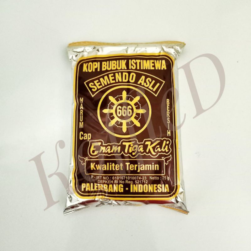 

Kopi Bubuk Istimewa Kopi Tubruk Kopi Hitam SEMENDO Cap 666 Asli Palembang 75g