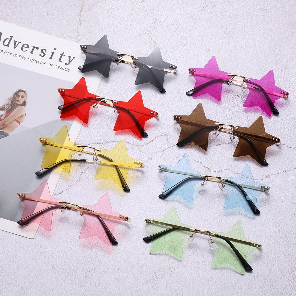 [POPULAR] Funny Star Shape for Women &amp; Men Sun Glasses Rimless Sunglasses Christmas Decoration Cute Pentagram Eyewear Eyeglasses Party Glasses/Multicolor