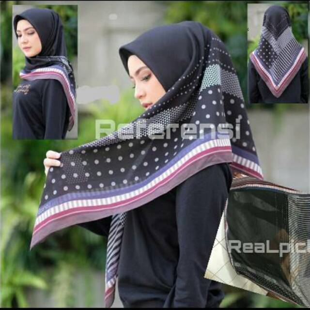 Deenay kw hijab segiempat bahan voal termurah warna hitam1