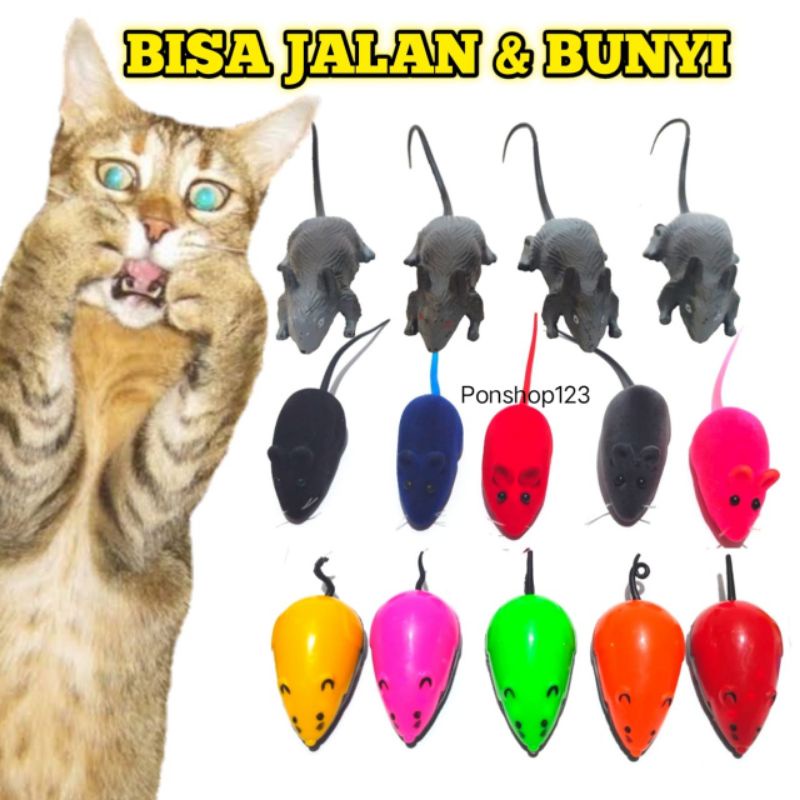 Mainan kucing tikus bisa bunyi dan jalan mainan anjing lucu