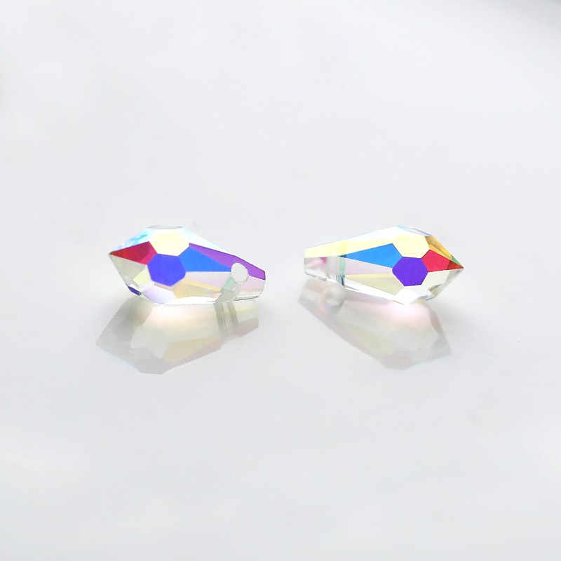 5.5x11mm, 6.5x13mm Faceted manik-manik kaca teardrop Menunjuk Kembali Manik-manik kristal Multicolor