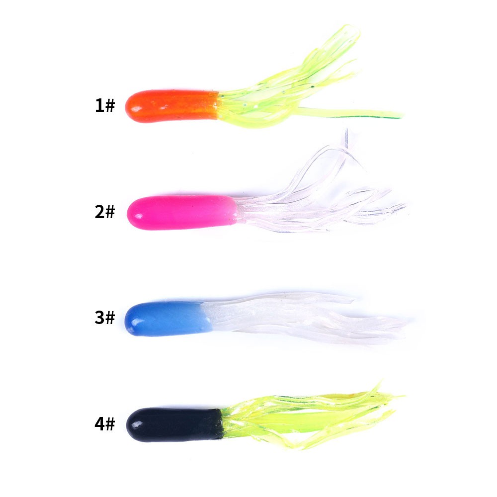 Hengjia 1 Kantong Umpan Pancing Soft lure Bentuk Ulat Imitasi 4.5cm soft Tube Worm Baits Bahan Silikon 4 color Fake Fishing Lures