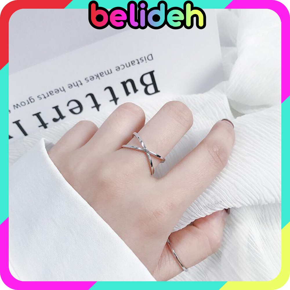 ☛BELIDEH☚ A034 Cincin Silang Fashion Korea Perhiasan Wanita Berongga Tiga Dimensi Stainless Steel