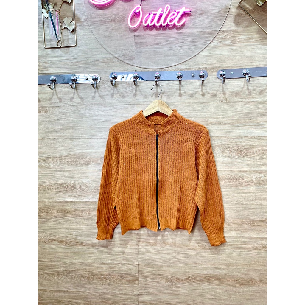 Belleza outlet baju rajut Cardigan rajut atasan wanita Yuki Knite Zipper