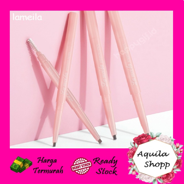 LAMEILA Pensil Alis Original Eyebrow 2 in 1 Kepala Ganda Pink Sakura