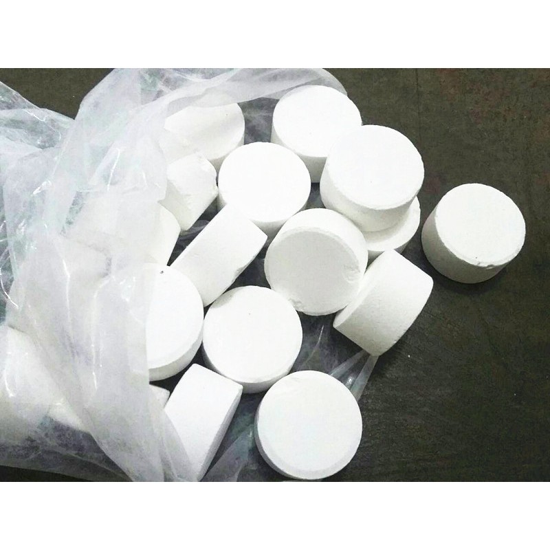 Kaporit tablet kecil 1 kg - tablet disinfektan ukuran 3cm penjernih air klorin air chrolin kolam renang dll