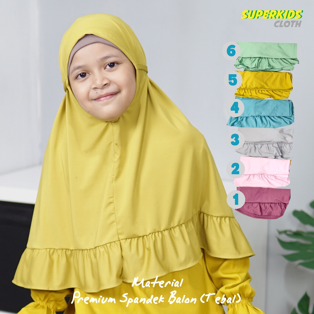 Jilbab Anak Kerudung Anak Hijab Anak Perempuan Instan Premium Rampel Umur 1 - 13 Tahun Superkidscloth