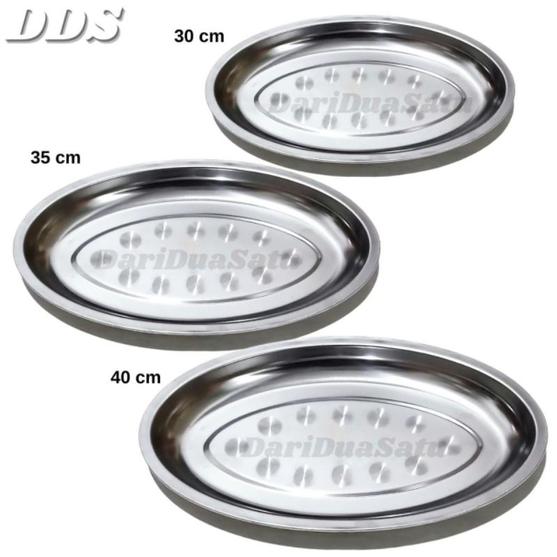 Piring Nampan Oval Stainless Piring Saji Oval Ikan Sate Lauk