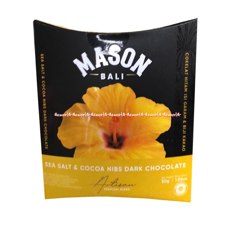 Mason Bali 30gr Cocoa Hazelnut Dark Chocolate Milk Sea Salt Cocoa Nibs Cokelat Hitam Isi Kacang Antisan Masson Coklat