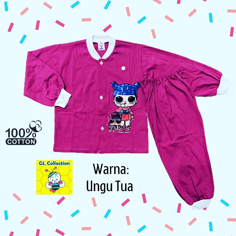 OBRAL!PIYAMA PANJANG ANAK LOL SIZE L (ALL SIZE 3-4TH) 100%KATUN