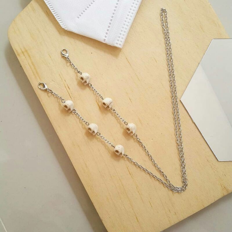 WHITE SKULL - STRAP • HANDMADE (TALI MASKER, TALI KACAMATA)