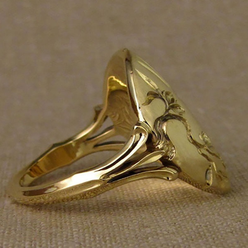Fancyqube Cincin Emas 18k Desain Burung Dan Bunga Gaya Vintage Untuk Wanita