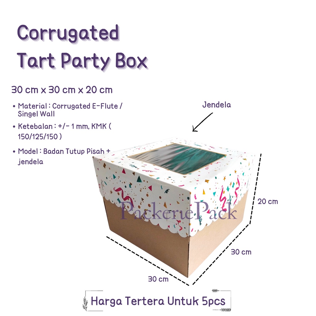 

( 5 PCS ) KOTAK BOX TART 30 x 30 x 20 PARTY / 30x30x20