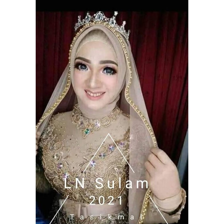 Slayer pengantin veil payet Mutiara untuk pernikahan sunting pelaminan wedding promo aksesoris jilbab fashion muslimah Hijab manten kerudung berkualtas bride untuk gaun gown atasan wanita terbaru termurah