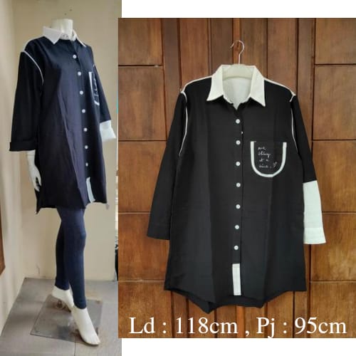 Tunik Kemeja Wanita Jumbo Big Size Linen Premium