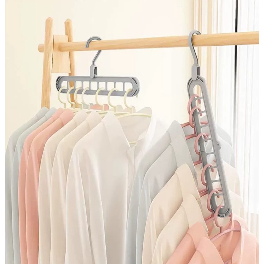 UNI 023 Magic Hanger Foldable Random Gantungan Baju Lipat Ajaib 9 in 1 Multifungsi