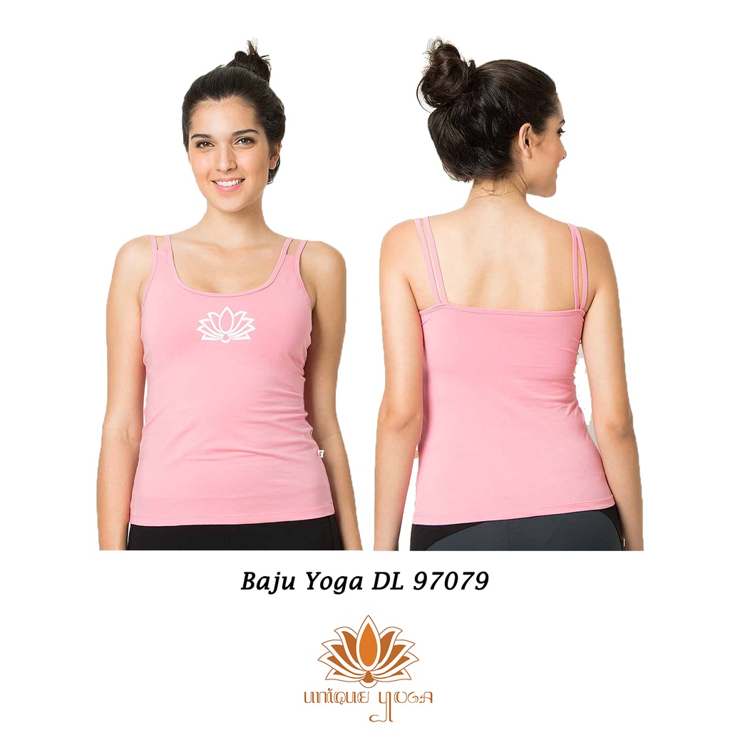 Baju Yoga Pink / Atasan Senam Pink Teratai / Kaos Yoga Pilates / Zumba DL 97079 / Baju Senam Wanita