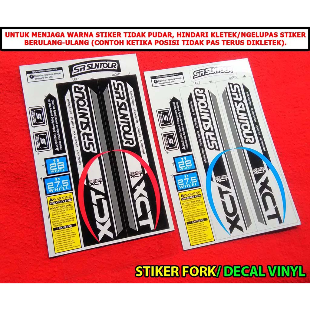 Stiker Fork SR Suntour XCT -Hitam-Putih-Merah