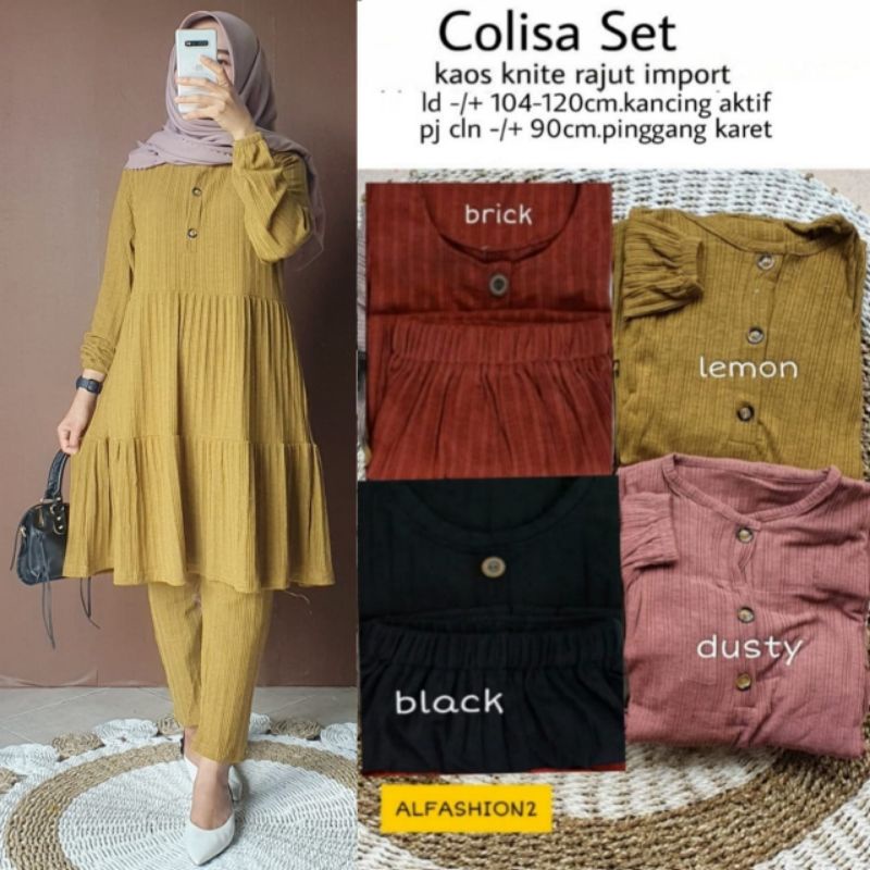 Colisa oneset , kaos knite rajut import kancing aktif