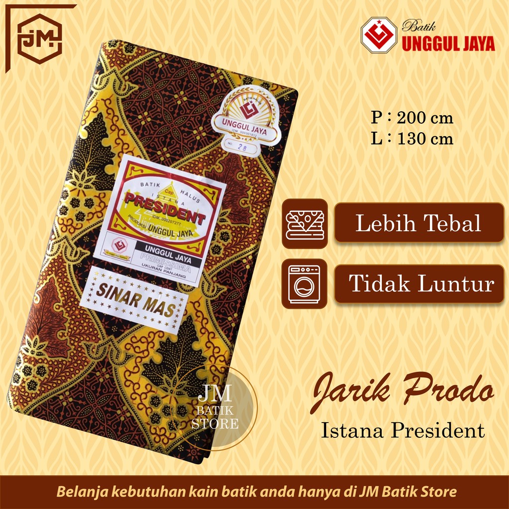 Kain Batik Solo Jarik Prodo H. Santoso Istana President Motif Delimo Katun Premium Original