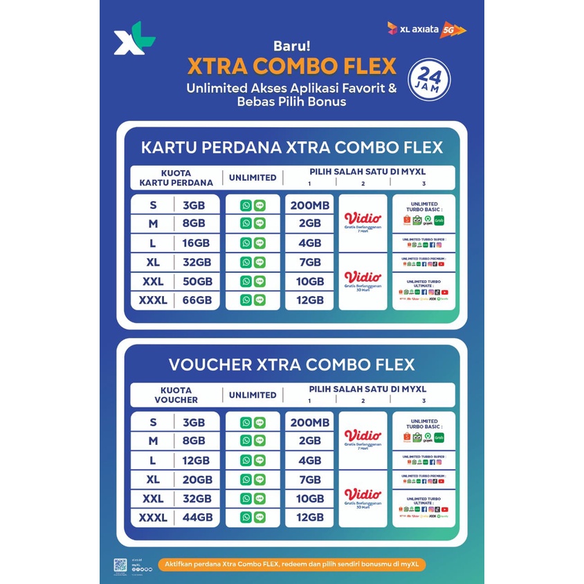 PAKET DATA (INJEK) XL COMBO FLEX 3GB - 44GB TERMURAH PROSES CEPAT