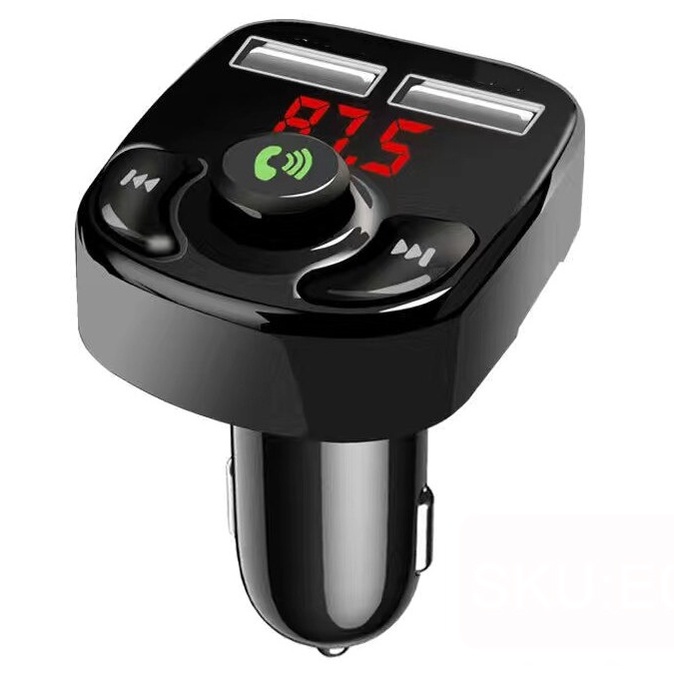 Bluetooth Audio Receiver FM Transmitter Handsfree with USB Car Charger - E0293 - Black