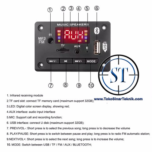 Kit Module MP3 Bluetooth Wireless 5.0 LCD Kotak Hitam Player Speaker Board Audio Car Format MP3/WMA/WAV/FLAC/APE