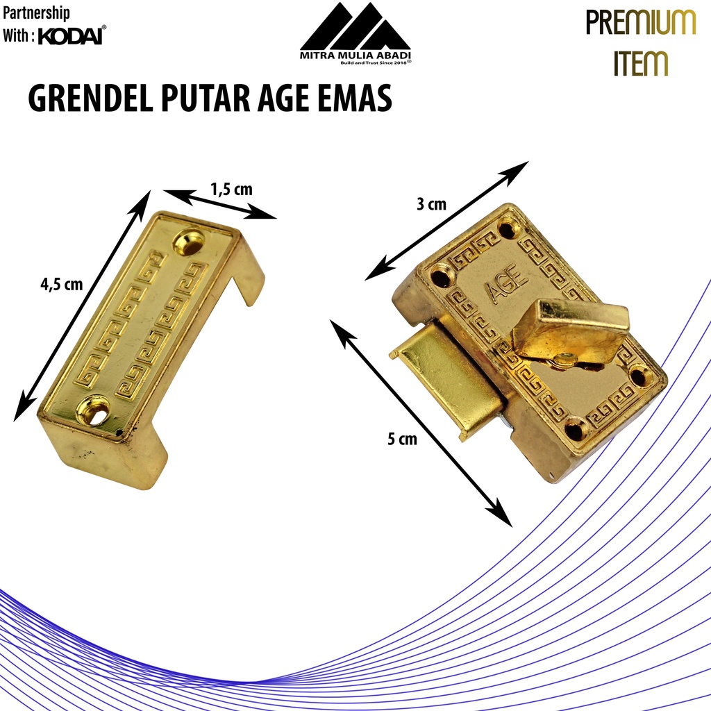 Grendel Putar Slot Pintu/Lemari 5cm I By AGE I Fullset