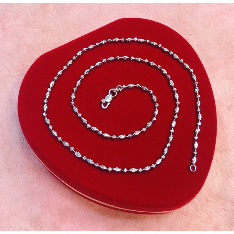 KALUNG POLOS BIJI PADI SILVER925/PERHIASAN SILVER LAPIS EMAS PUTIH KP011