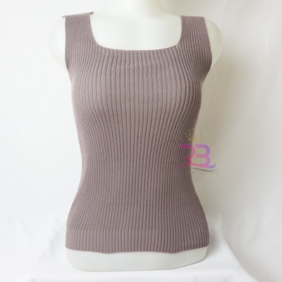 Tank Top Wanita Pakaian Atasan tanktop cewek korea rajut square neck-BURGUNDY