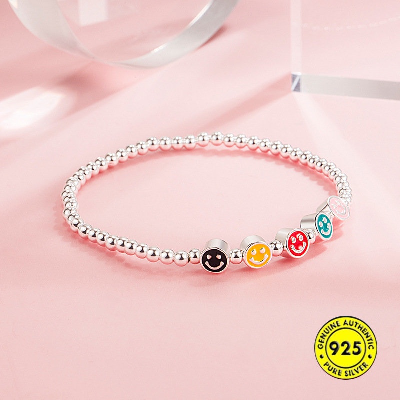 Gelang Tangan Rantai Aksen Smiley Face Lucu Untuk Wanita U1008