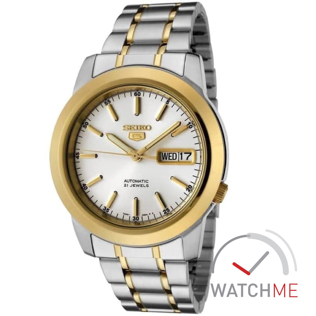 Jam Tangan Seiko 5 SNKE54K1 Automatic White DIal Gold 100m Stainless Steel Original Bergaransi