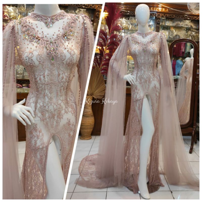 Kebaya Ekor Santili Full Payet / Kebaya Ekor Brokat / Kebaya Santili Premium