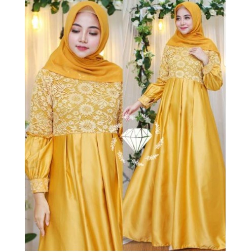 Gaun Gamis Pesta Mewah kondangan nikahan Lebaran busui Brukat brokat Wisuda Remaja muslimah 2021