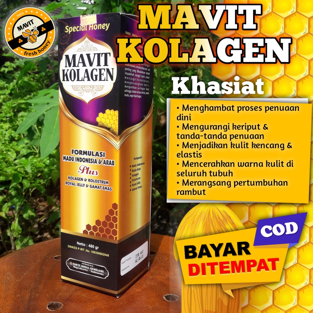 

[ BISA COD & GOSEND ] MADU MAVIT KOLAGEN 450gr / Madu Kecantikan & Awet Muda menyehatkan kulit / MADU asli hutan kediri 450gr / MADU MAVIT ASELI KEDIRI / MADU JERAWAT / EKSTRAK ROYAL JELLY / GAMAT / KOLAGEN / KOLOSTRUM