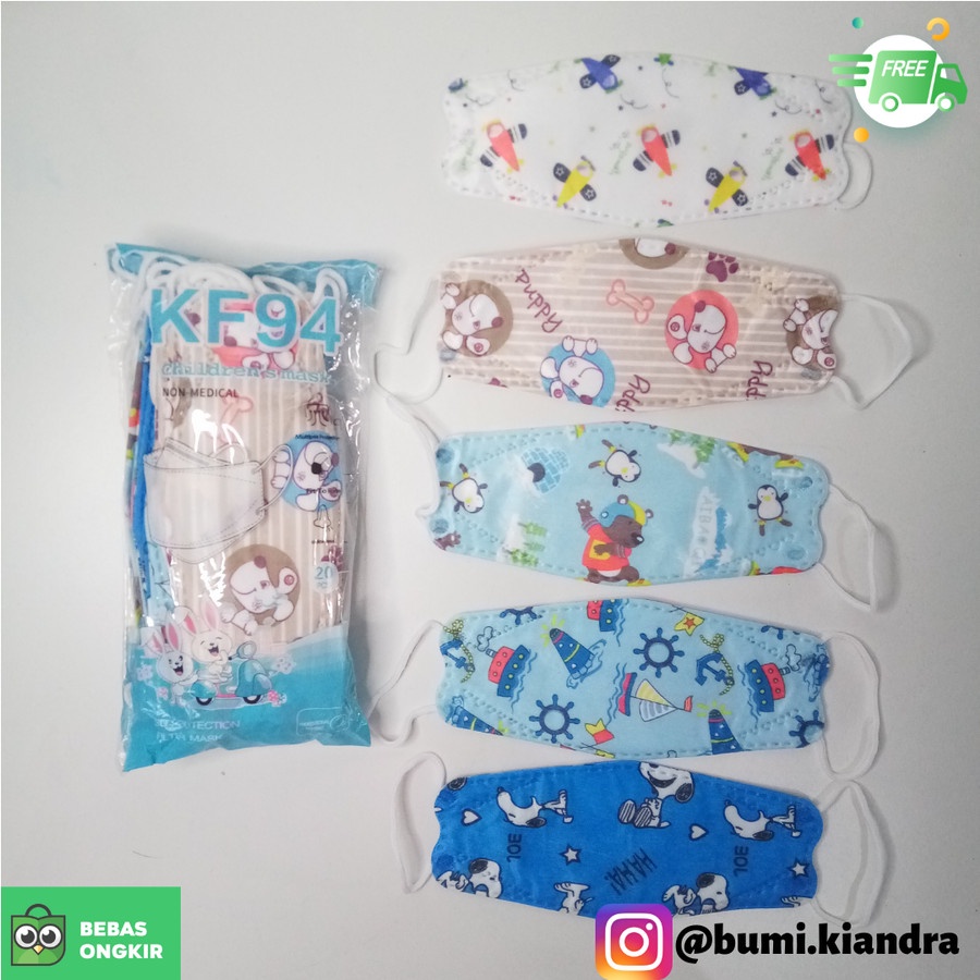 Masker Anak KF94 Isi 20 Pcs Laki-Laki (Boy)