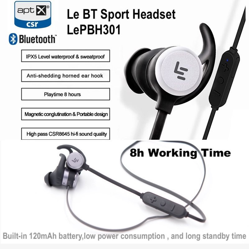 Original LePBH301 Sport Bluetooth Headset APTX Wireless Earphone IPX5