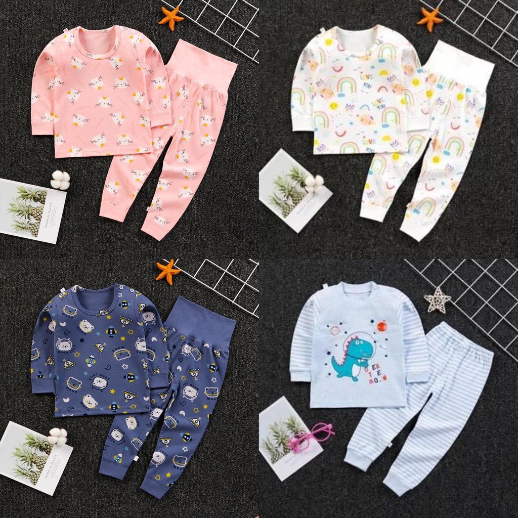 Baju Tidur Piyama Bayi Anak Laki/Perempuan 1-2 Tahun Impor